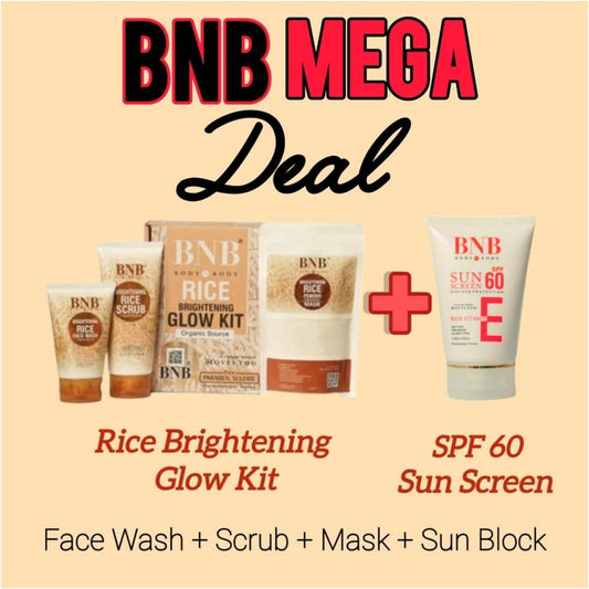 BNB 4-in-1 Rice Skincare Set – Cleanse, Exfoliate, Nourish & Protect