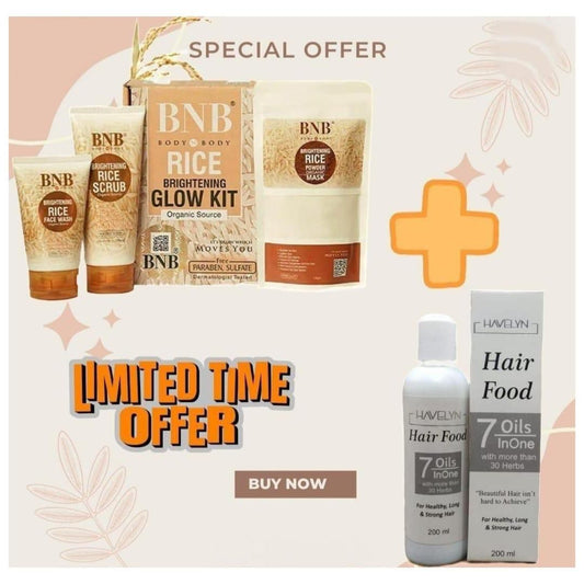 BNB 4-in-1 Cream-Based Beauty Care Set – Face Wash, Facial Scrub, Hand & Foot Mask, Hair Oil