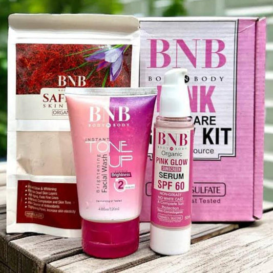 BNB Pink Facial Kit – Exfoliating, Rejuvenating & Nourishing Skincare Set (Pack of 3)